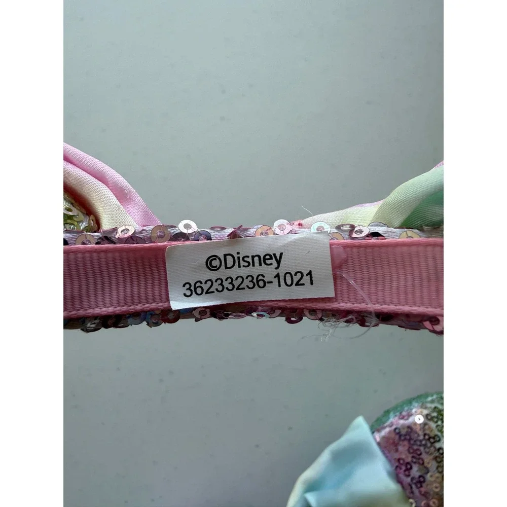 Set of 2 Disney Park Minnie Mouse Disney Ears Headband Sequined Pink Green Bow